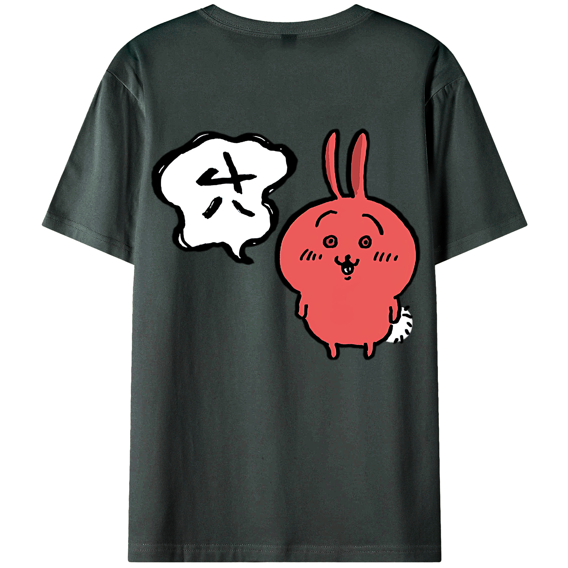 （画像用） ちいかわ ハチワレ Chii-kawa hachiware 綿100％ メンズ半袖Tシャツ（バックプリント） 通気性